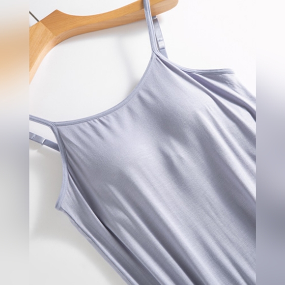 160. Scoop Neck Midi Cami Dress with Built-In  Bra Soft Pastel Blue 2X - Picture 2 of 6